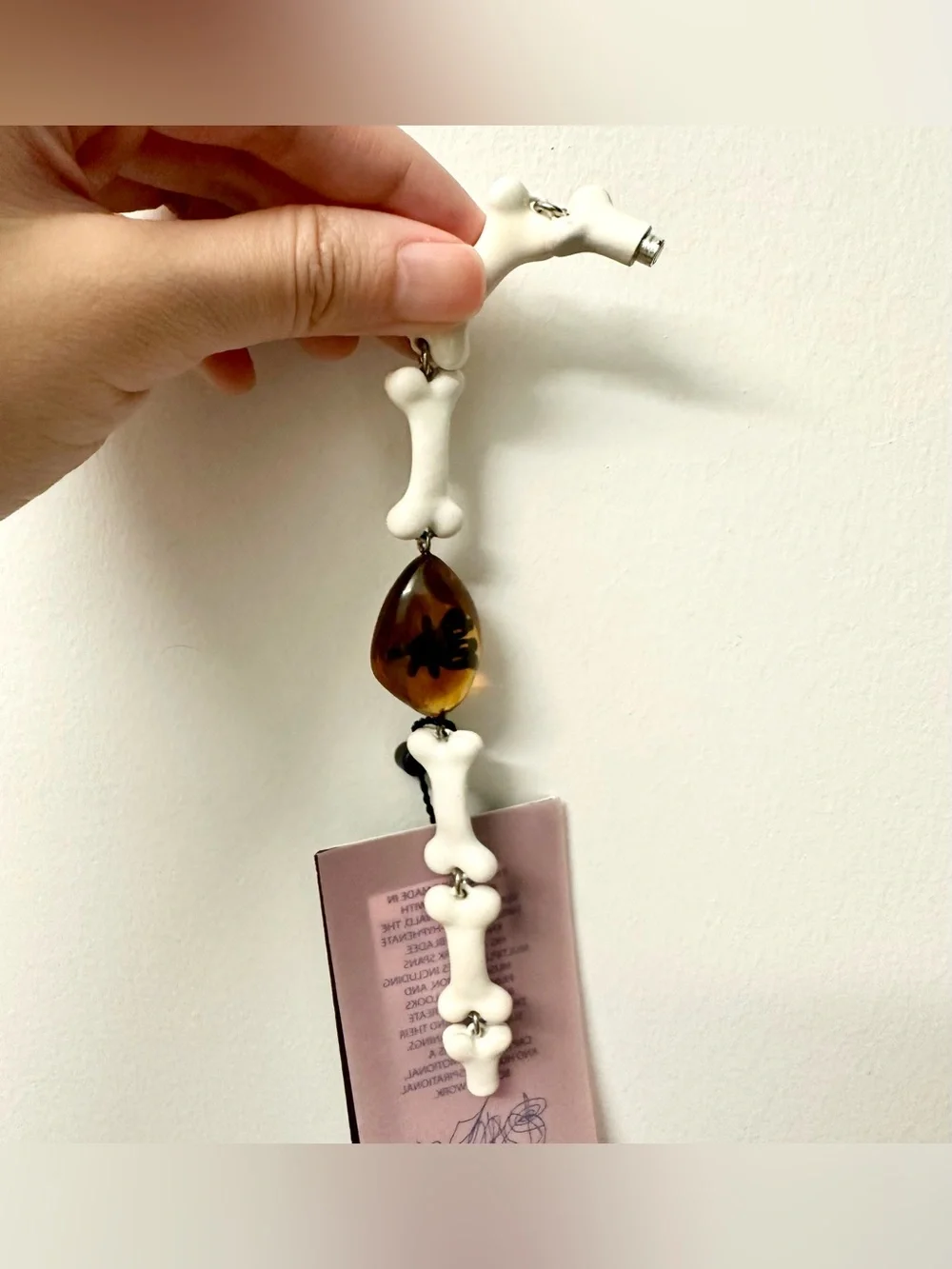 Heaven by Marc Jacobs x Bladee White Bone Link & Amber Stone Bracelet NWT